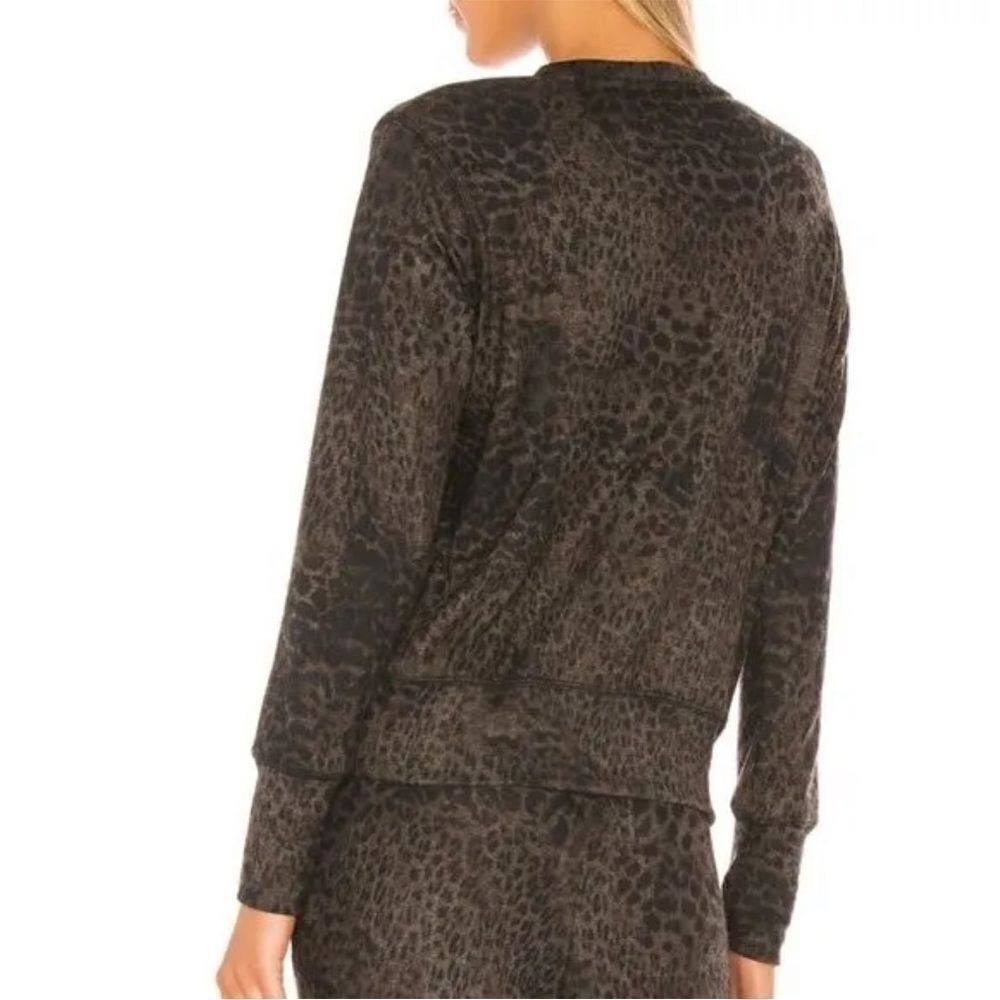 Sundry Charcoal Leopard Print Wrap Long Sleeve Sw… - image 2